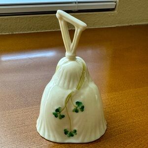 Belleek Shamrock Harp Bell with Harp Handle